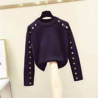 Button-detail Round-neck Sweater