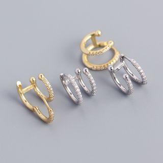 Layered Rhinestone Hoop Earring