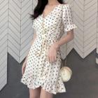 Polka Dot Short-sleeve A-line Mini Dress