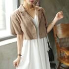 Short-sleeve Linen Blend Cropped Blazer