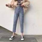 High-waist Ripped Straight-leg Cropped Jeans