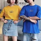 Couple Matching Letter Embroidered Short-sleeve T-shirt