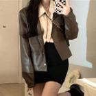 Shirt / Pencil Skirt / Faux Leather Jacket / Set