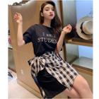 Mock Two-piece Lettering Short-sleeve T-shirt Dress