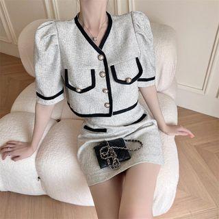 Two Tone Blazer With High-waist Mini Skirt