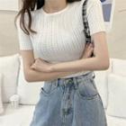 Plain Cropped Slim-fit T-shirt