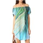 Off-shoulder Print Short-sleeve Dress