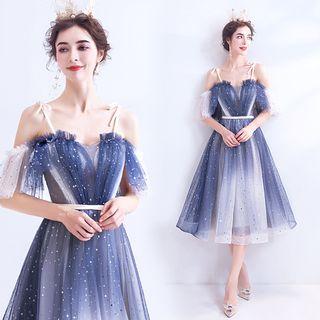 Tie-shoulder Star Gradient Prom Dress