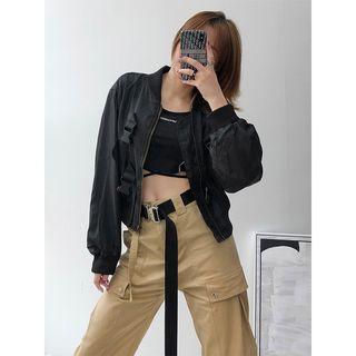 Buckled-accent Baseball Jacket