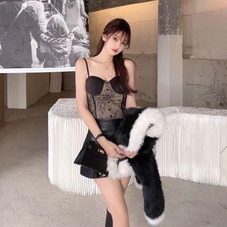 Lace Camisole Top / Mini A-line Skirt