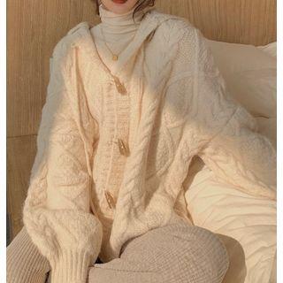 Long-sleeve Cable Knit Toggle Cardigan