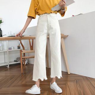 Asymmetrical Cropped Wide-leg Jeans