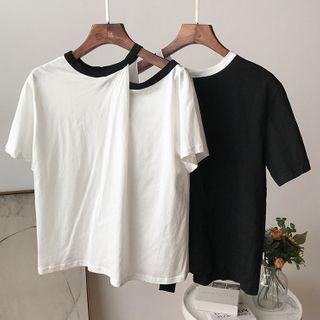 Contrast Trim Cut-out Short-sleeve T-shirt