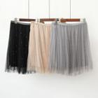 Sheer Beaded A-line Skirt