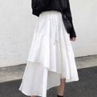Elastic-waist Asymmetrical A-line Skirt