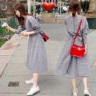 Long-sleeved Gingham Dress