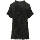 Short Sleeve Ribbed Sheer Top Black - One Size