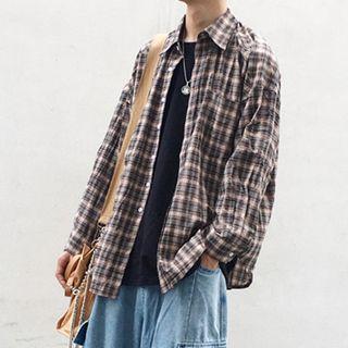 Plaid Pocket-front Long-sleeve Shirt