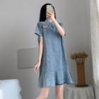 Short-sleeve Denim Embroidered Dress