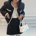 Plaid Button Jacket / Mini Skirt