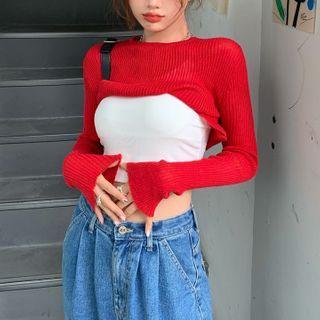 Plain Cropped Sweater / Plain Camisole Top