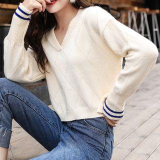 V-neck Cold Shoulder Sweater