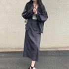 Zip Up Jacket / Midi A-line Skirt