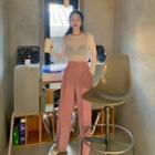 Wide-leg Pastel Dress Pants