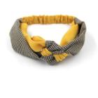 Houndstooth Knot Headband Hair Tie - Plaid - Yellow - One Size