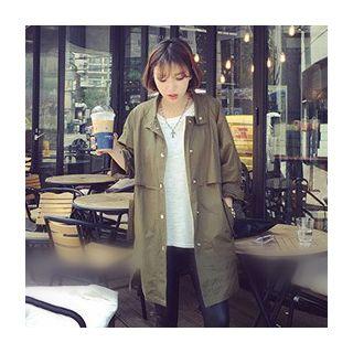 Stand Collar Long Utility Jacket