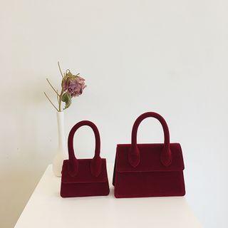 Velvet Flap Crossbody Bag Red - One Size
