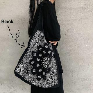 Pattern Canvas Tote Bag Black - One Size