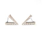 V-shaped Rhinestone Earrings Gold - One Size