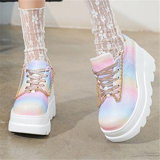 Gradient Platform Wedge Heel Sneakers