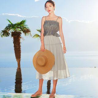 Set: Sleeveless Peplum Top + Maxi Skirt