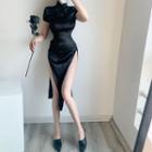 Short-sleeve Midi Slit Qipao