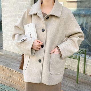 Plus Size Collared Raglan-sleeve Jacket
