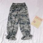 Camo Print Tie-cuff Harem Pants As Shown In Figure - One Size