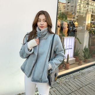 Pastel Faux-shearling Biker Jacket