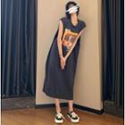 Cutout-back Printed T-shirt Dress