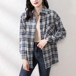 Plaid Fleece-lined Shirt Jacket