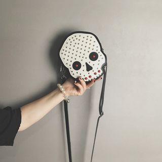 Faux Leather Skeleton Crossbody Bag Black - One Size