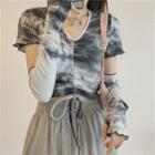 Tie Dye Short-sleeve T-shirt With Armsleeve