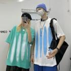 Couple Matching Elbow-sleeve Color-block T-shirt