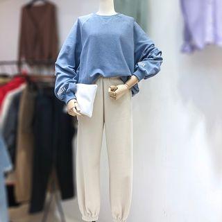 Lettering Pullover / Plain Harem Pants / Set