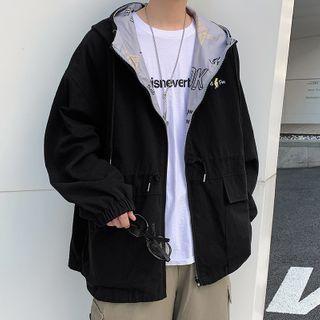 Lettering Printed Two-way Jacket