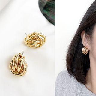 Alloy Interlocking Hoop Earring 1 Pair - As Shown In Figure - One Size