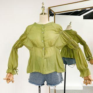 Round-neck Puff-sleeve Shirt