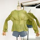 Round-neck Puff-sleeve Shirt