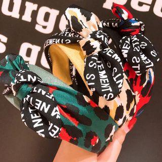 Lettering Bow Leopard Print Headband